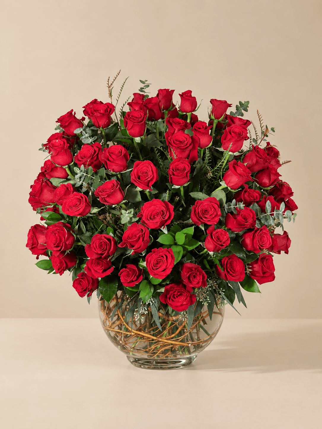 Large Vase of 100 Stunning Long-stem Roses - 1 of 3